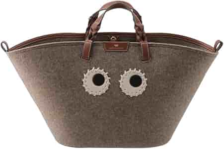 アニヤハインドマーチ EYES トートバッグ フェルト ナチュラル　ベージュ Eyes N/S スモール・トート | Anya Hindmarch JP